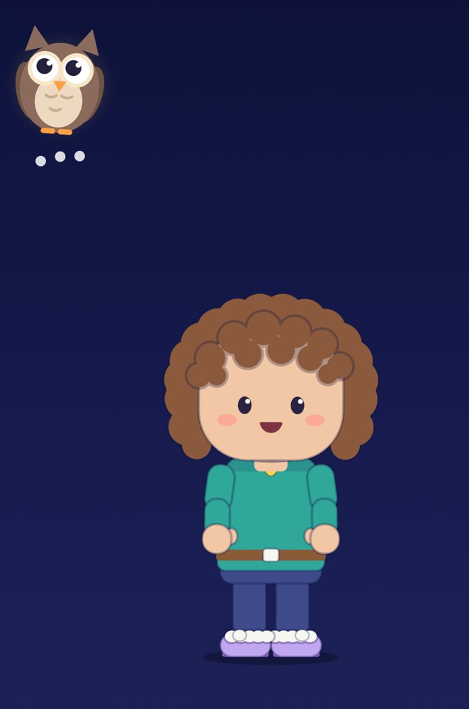 At night, Olive the owl glows softly in the corner while the child's hero stands ready in slippers, waiting for the next part of the story.